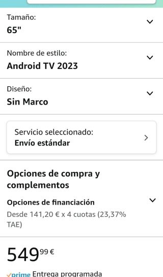 Sharp 65FN6EA - TV Android 65" Frameless por 549,99€.