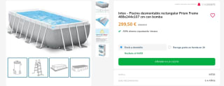 Intex Piscina desmontable rectangular Prism Frame 488x244x107 cm con bomba por 299,50€