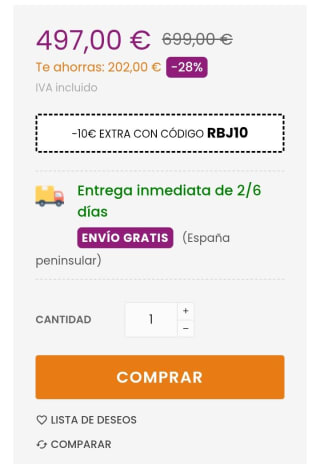 Whirlpool Lavasecadora 9Kg 1600rpm por 487,01€.