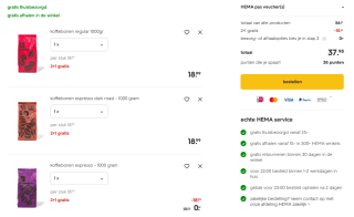 2+1 gratis op Hema koffiebonen