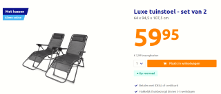 Set van 2 Luxe tuinstoelen voor €59,95 bij de Action