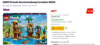 LEGO Friends Avonturenkamp boomhut voor €86,99 bij Bol.com