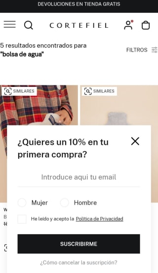 -10% por suscribirnos a la Newsletter de Cortefiel.
