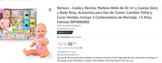 Muñeco Cuida y Recicla, Muñeco Bebé de 42 cm y Cuerpo Duro y Body Rosa con accesorios Nenuco por 26,15€