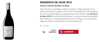 6 Botellas de Senderos de Ukan 2019 por 54.5€