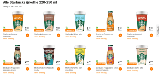 Alle Starbucks ijskoffie 220-250 ml 2 voor €2,50 bij de AH