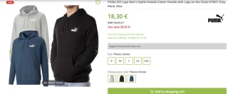 Trui PUMA Men Essentials Small Logo Hoodie FL Black voor €18,30 bij Outlet46