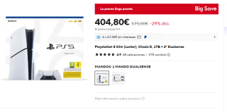 Playstation 5 Slim (Lector), Chasis D, 1TB por 404,80€