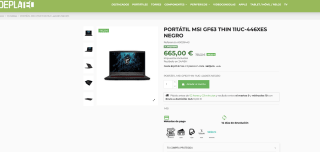 Portátil MSI GF63 THIN 11UC-446XES por 665€