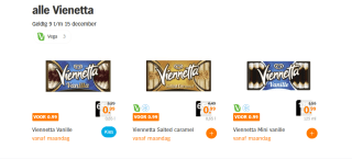 Alle Vienetta ijs voor €0,99 bij de AH