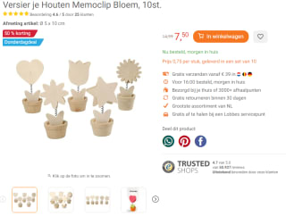 Versier je Houten Memoclip Bloem, 10st. voor €7,50 bij Lobbes