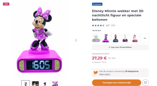 Minie 3D digitale alarmklok met licht en geluid voor €27,29 bij Babymarkt