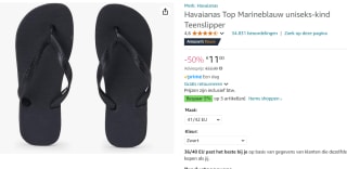 Havaianas Slipper Top Black voor€11 bij Amazon