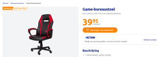Game-bureaustoel in diverse kleuren voor €39,95 bij de Action