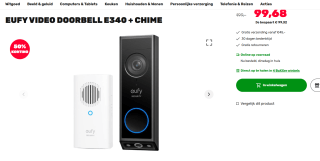EUFY Video Doorbell E340 met Chime voor €99,68 bij Boxxer