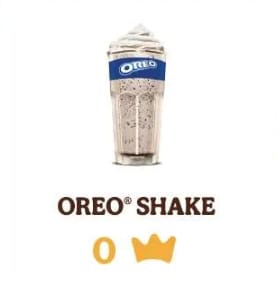 Gratis Oreo Shake nuevas cuentas Burger King pedido minimo 2€