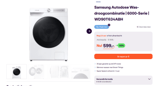 Samsung Autodose Was-droogcombinatie 6000-Serie WD90T634ABH voor €599 bij iBOOD