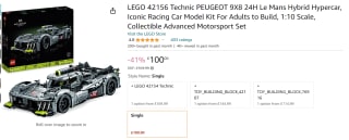 LEGO Technic 42156 PEUGEOT 9X8 24H Le Mans Hybrid Hypercar voor €116,55 bij Amazon