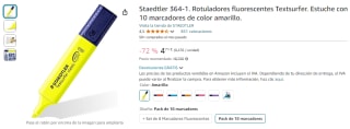 Pack 10 Staedtler Rotuladores fluorescentes color amarillo por 4,71€