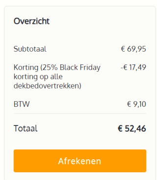 Klaasvaakshop kortingscode voor 25% extra korting op dekbedovertrekken