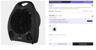 Calefactor Eléctrico 2000W Jocca 2843N por 10.2€