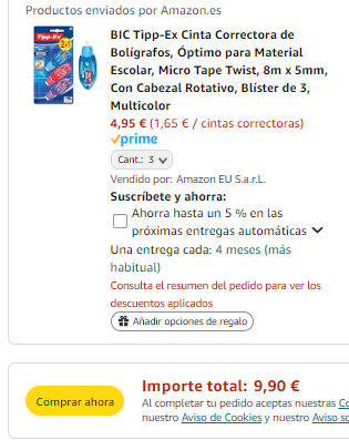 9 BIC Tipp-Ex Cinta Correctora de Bolígrafos por 9,90€