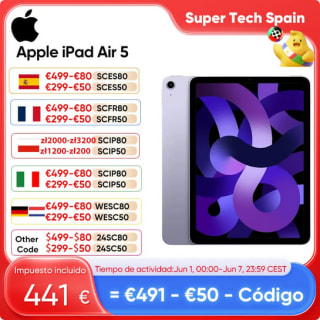 Apple iPad Air 5 2022 64GB Wi-Fi por solo 441,67€