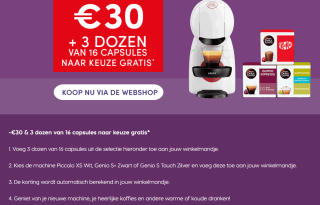 €30 korting op de Dolce Gusto Neo en 3x16 capsules gratis bij Dolce Gusto