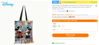 Bolso de lona y carteras de Mickey Mouse desde solo 3,47€ en Temu