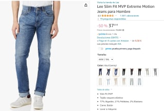 Pantalón vaquero Lee Slim Fit MVP Extreme Motion por 37,50€