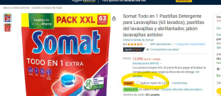 63 pastillas Somat Todo en 1 Pastillas Detergente para Lavavajillas por 9,46€