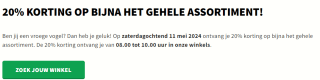 20% korting op bijna alles [11 mei, vroege vogel voordeel]