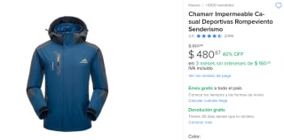 Chamarra Impermeable Deportivas Senderismo por $481 en Mercado Libre