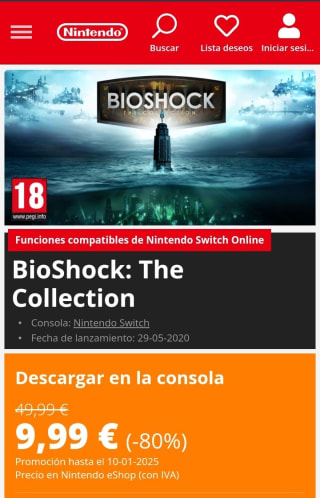 BioShock The Collection Nintendo Switch por 9,99€.