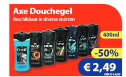 Divers Axe douchegel 400ml voor €2,49 bij DieGrenze