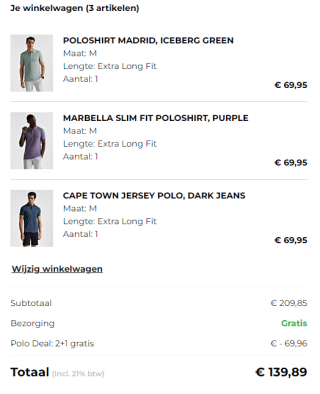 2+1 gratis op alle polo’s bij Girav