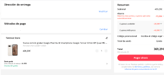 Google Pixel 8a 8GB+128GB por 369,29€