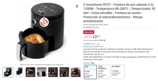 Z SwissHome PETIT Freidora de aire caliente 2.5L 1200W por 22,99€