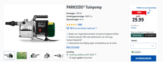 PARKSIDE Tuinpomp met 1100 watt elektromotor voor €29,99 in de Lidl webshop