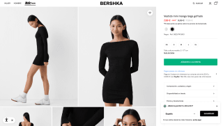 Bershka Vestido mini manga larga gofrado por 7,99€