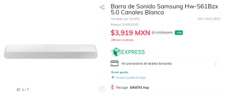 Barra de Sonido Samsung HW-S61B a $3,919 en Sears