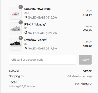 Sneakerbaas laatste maten sale met 40% extra korting op de sale tot 65%