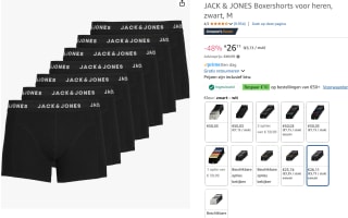 JACK & JONES Boxershorts voor heren, zwart, M 2 x een 7-pack voor €42,22 dmv code bij Amazon