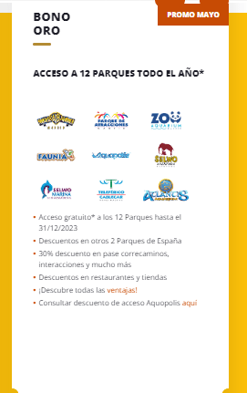 Bono parque oro por solo 119€