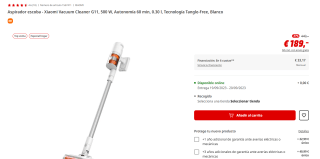 Aspirador escoba Xiaomi Vacuum Cleaner G11 por 179€