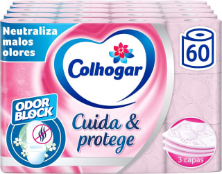 Pack 60 rollos Colhogar, Cuida&Protege de 3 capas por 20,29€
