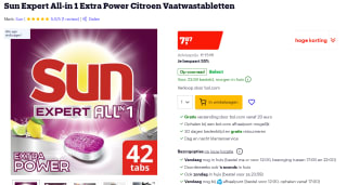 Sun Vaatwastabletten All-in 1 Extra Power 42 stuks voor €7,87 bij bol.com