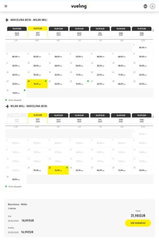 Vuelos a Milán desde 14,99€ por trayecto con Vueling.