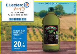 Aceite Oliva Virgen Extra 5 litros Urzante por 20,95€