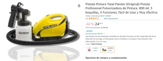 Pistola Pintura Total Painter (Original), 800 ml. 3 boquillas, 3 Funciones, fácil de Usar y Muy efectiva por 24,95€